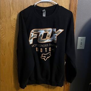 Fox Black and Orange Crewneck Sweater